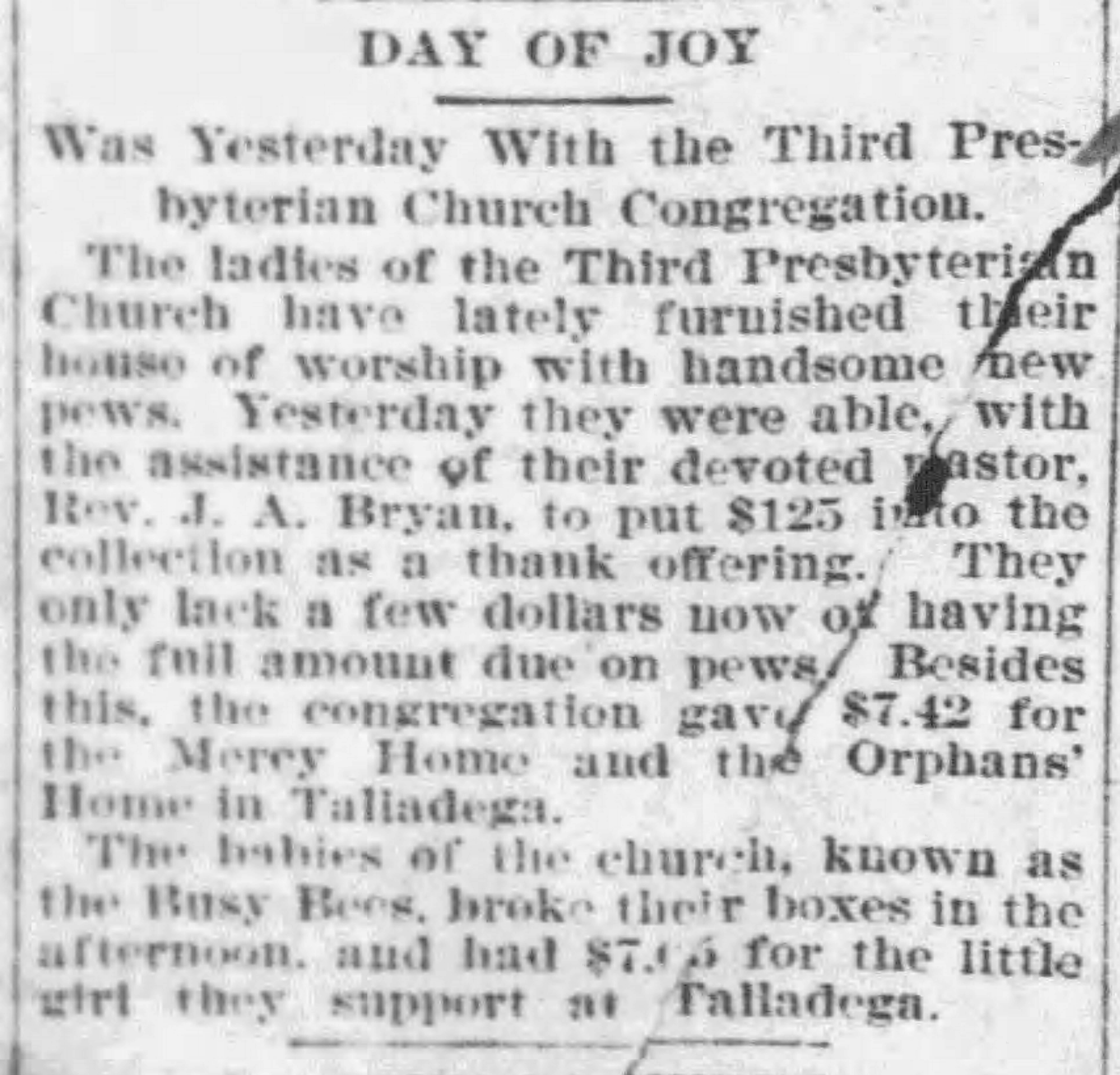 Day of Joy: Was Yesterday with the Third Presbyterian Church Congregation